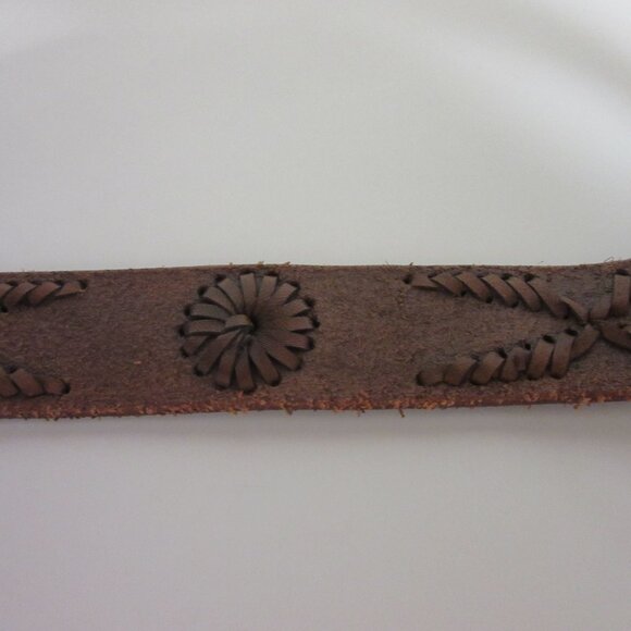 B Low the Belt Brown Leather Belt Size 32 with Buckle - Picture 2 of 6